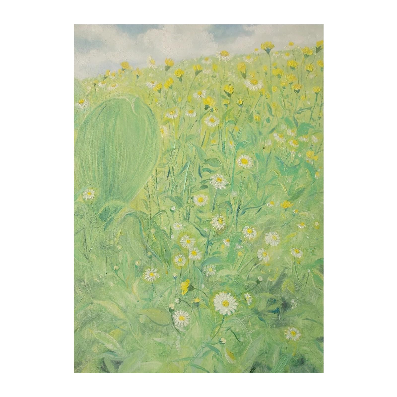 Peinture à l'huile verte abstraite sur toile XL pour salon