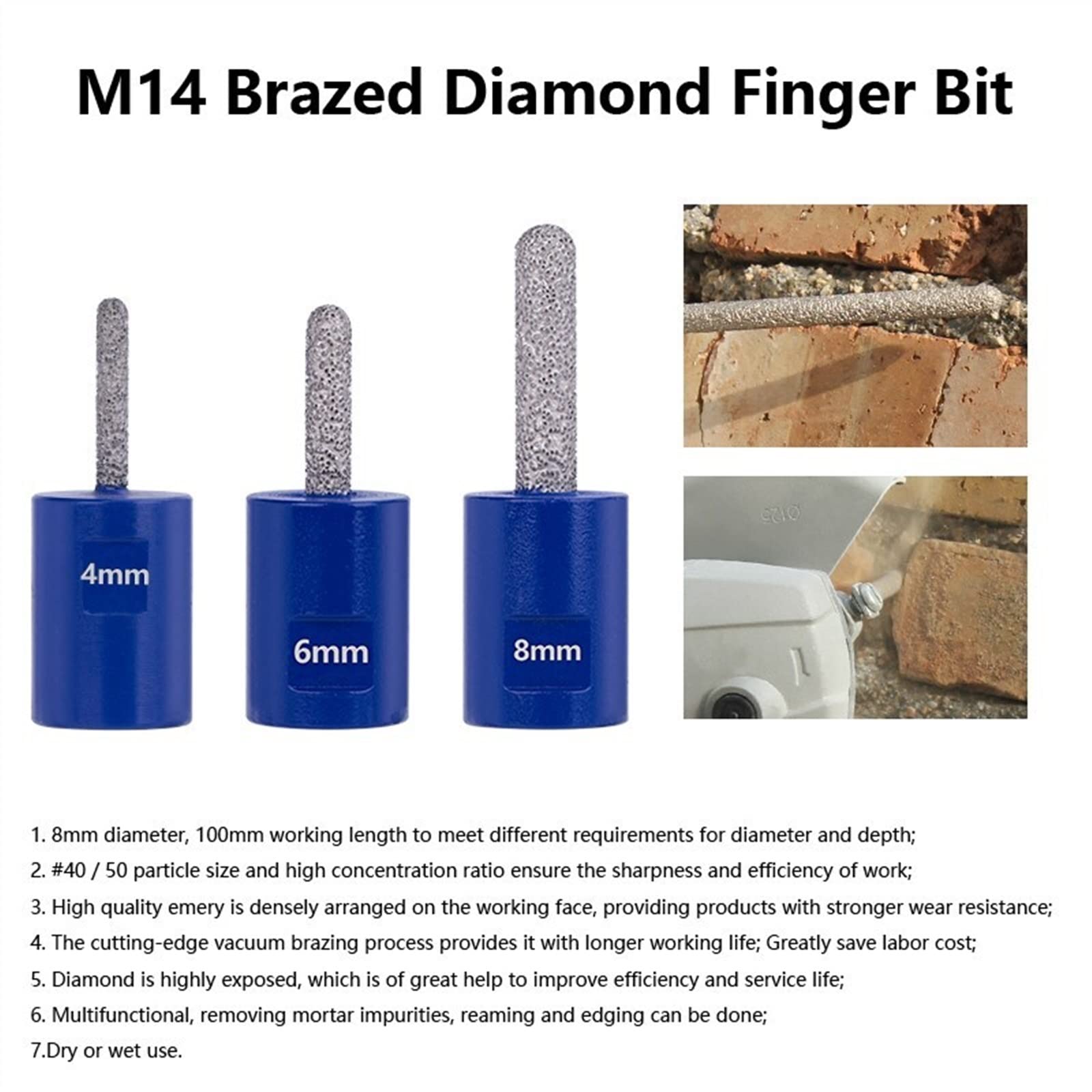 Wiertło diamentowe M14 4/6/8 mm Frezowanie Płytki marmurowe do betonu Otwór piła do muru Wiercenie Korony Narzędzia budowlane 1 szt. (35 x 6)