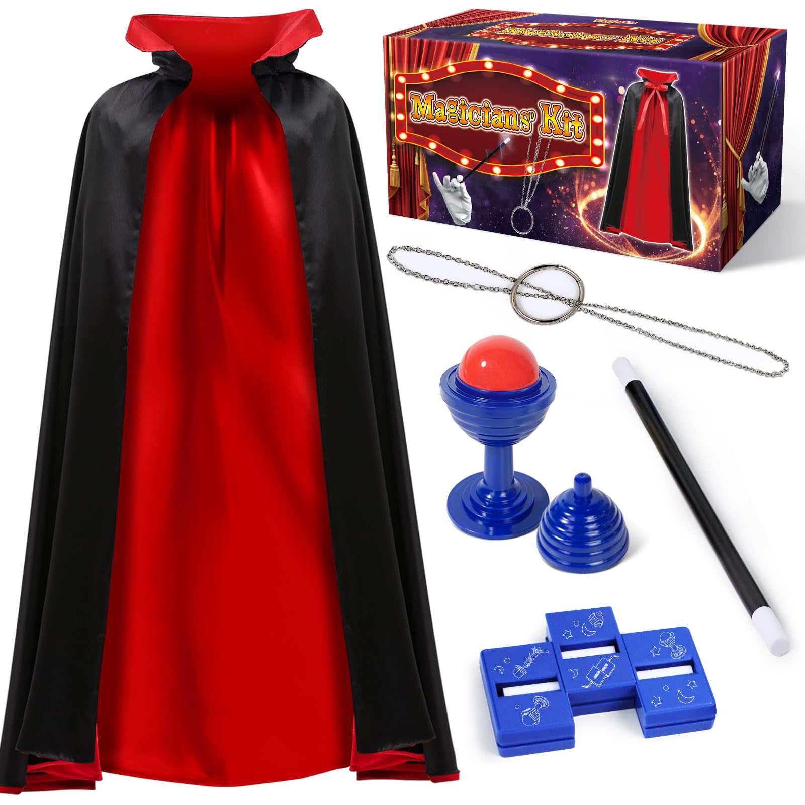 Costume Mago Bambino 7 Pezzi Con Mantello E Bacchetta – Cosplay Per Carnevale E Halloween