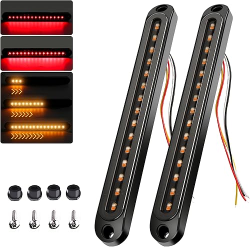 2 luces LED de 12V-24V con 30 LED, luz trasera roja y amarilla para remolque, señal de giro, luz secuencial de identificación, barra de luz trasera