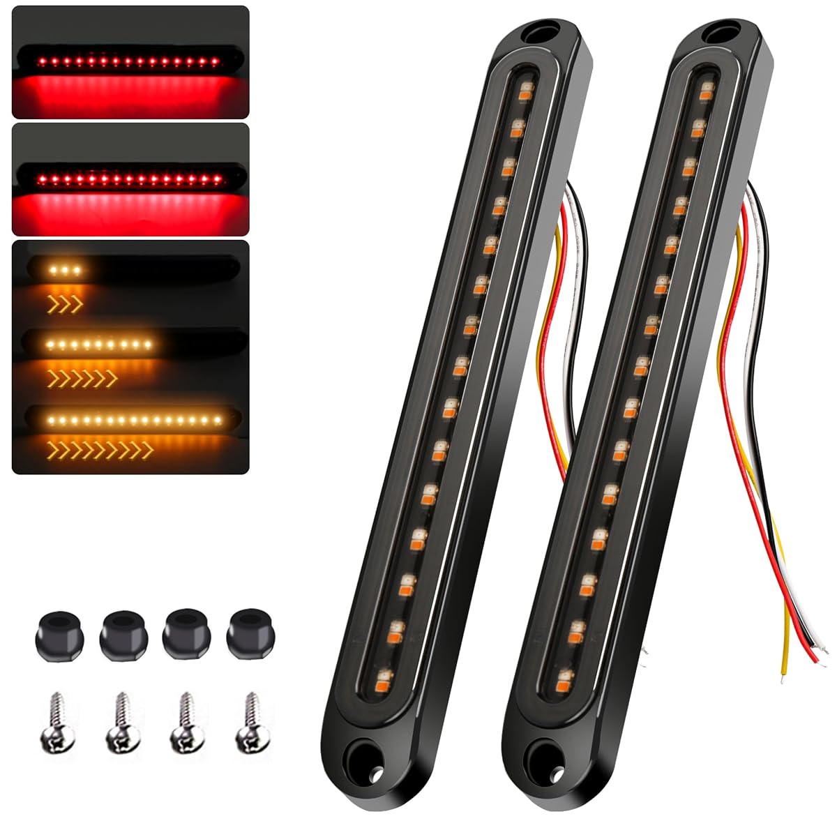 FOUFLY 2PCS 12V-24V 30 LED Tail Lights Red & Yellow Trailer Brake Light Turn