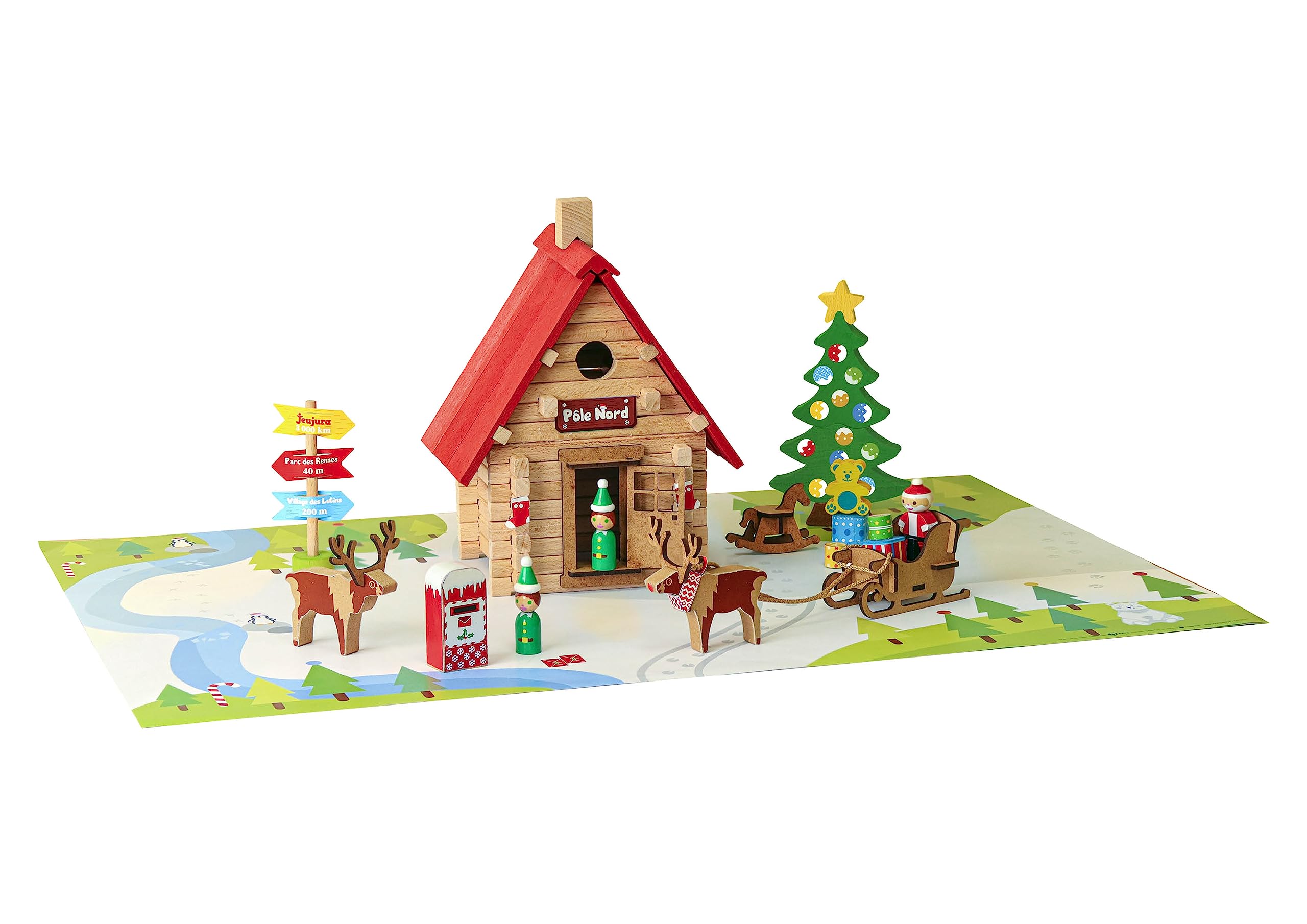 Jeujura Lo Chalet Di Natale, Gioco Di Costruzioni In Legno Da 90 Pezzi, In Valigia, Per Bambini Dai 5 Anni - 5