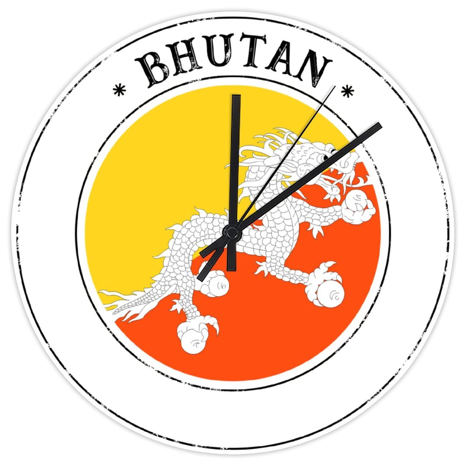 Horloge murale Bhoutan en PVC de 30,5 cm ronde et silencieuse pour la cuisine
