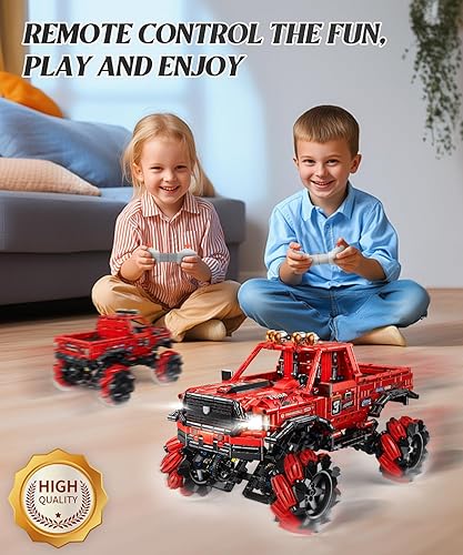 Miniatura 4 de Kits de construcción de camioneta con control remoto para adultos, juguetes técnicos de bloques de construcción de automóviles todoterreno, regalo