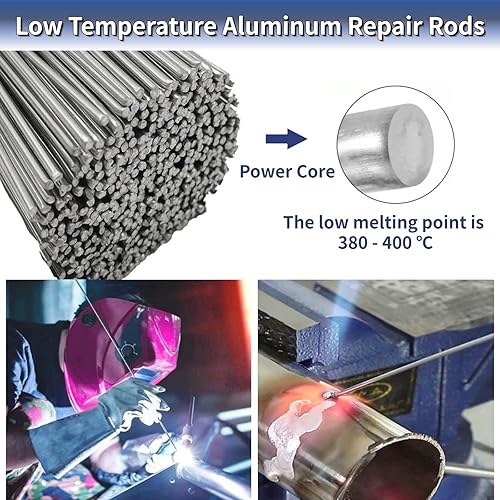 Miniatura 3 de 50 varillas de soldadura de aluminio, alambre de soldadura de núcleo de fundente, no requiere fundente, varillas de soldadura de aluminio de baja