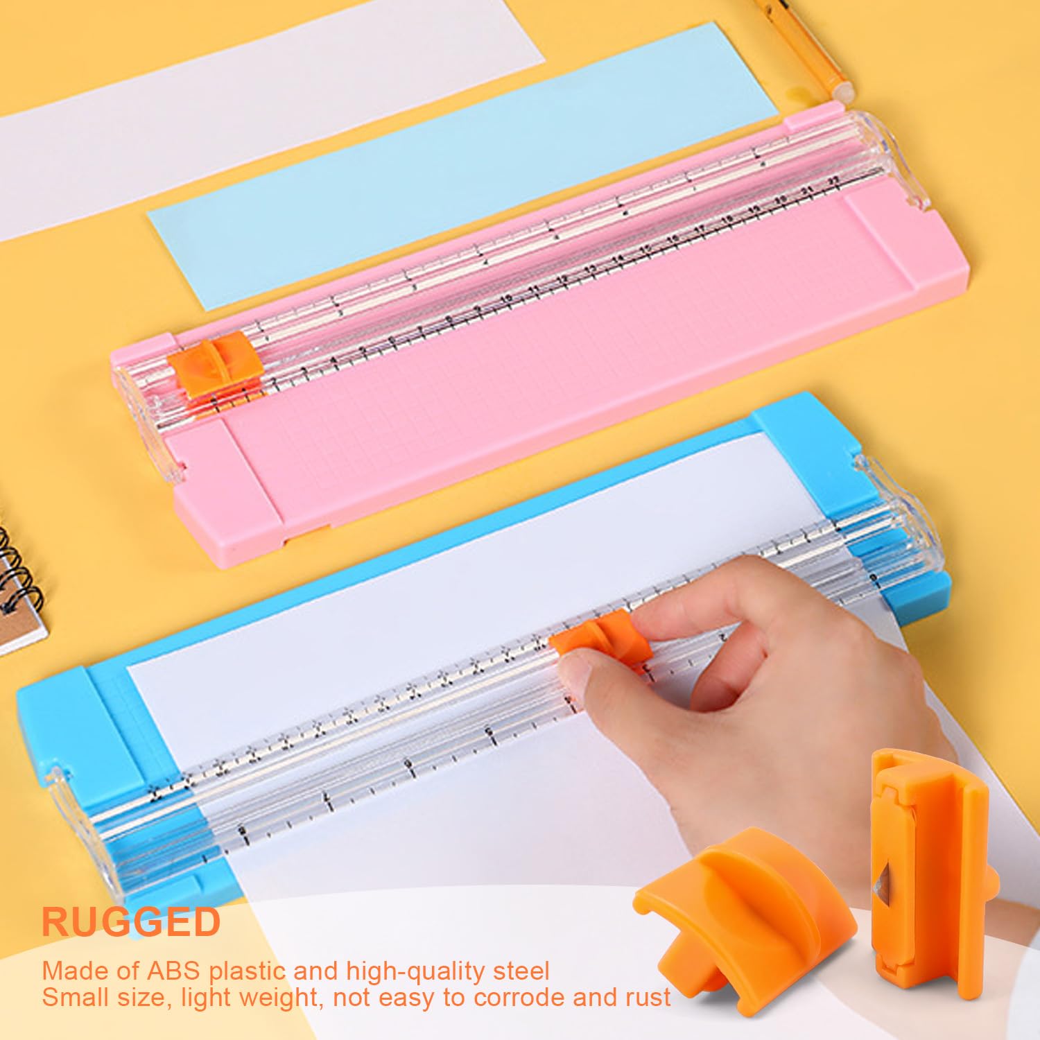 Lames de Rechangepour Massicots, 5 Pièces Lame Coupe Papier, Portable Lame de Rechange pour Coupe-Papier, avec Protection, pour A5 Papier Kraft, Étiquette et Carton