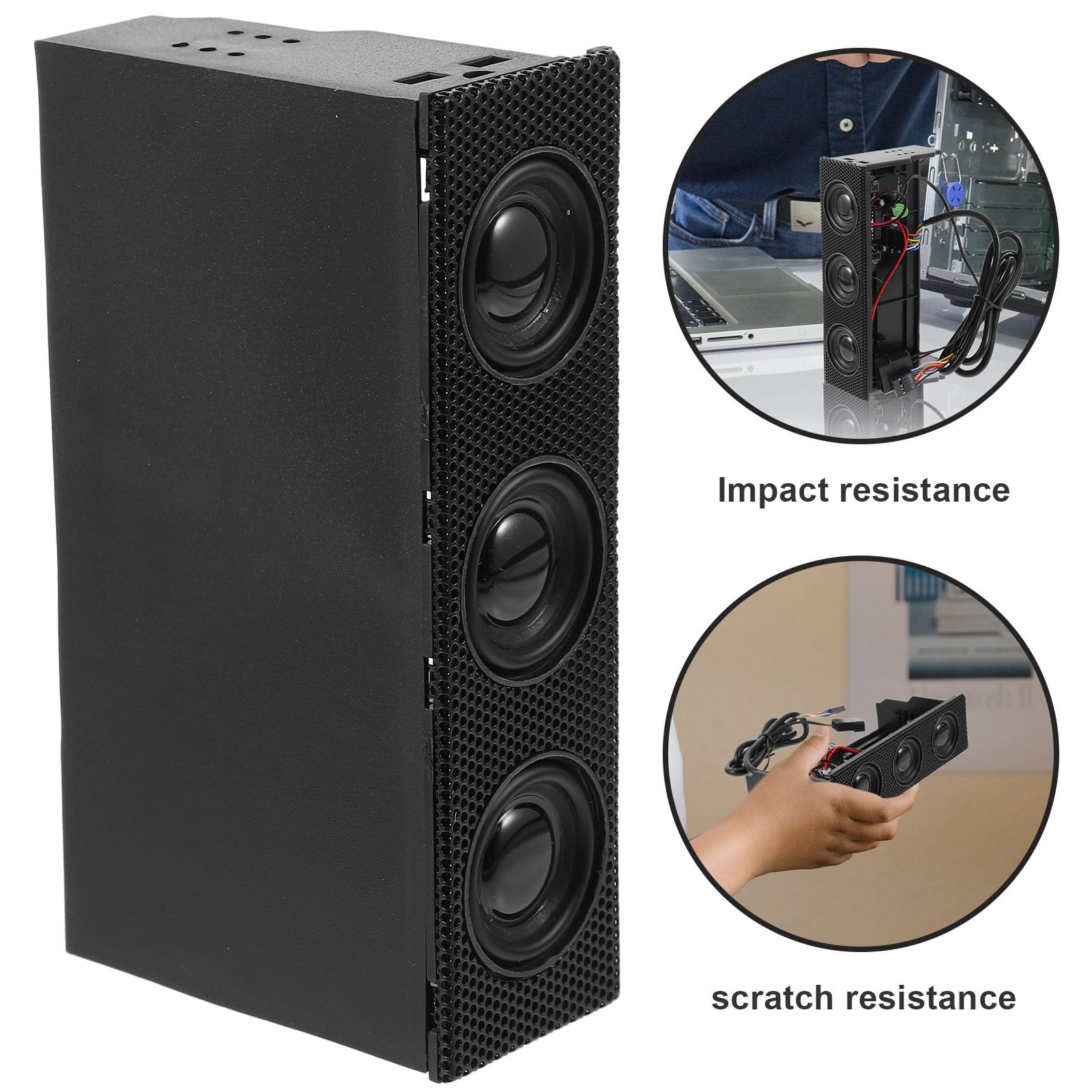 Altoparlanti Stereo Nero per Pannello Frontale PC Microfono Integrato, Resistenza agli Urti e Materiale ABS per Case Computer Audio Surround