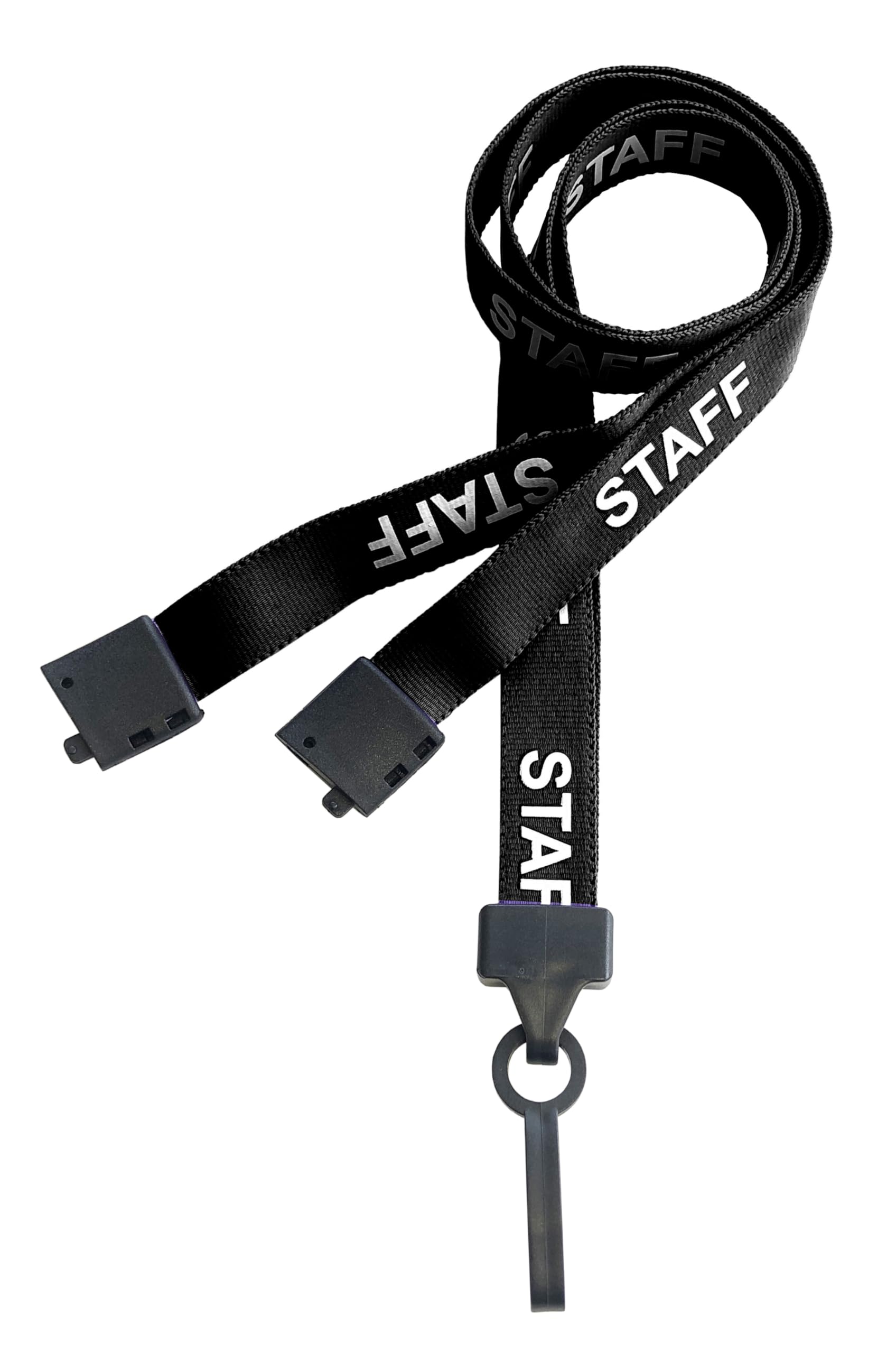 PCL Media ltd® Black Staff Neck Strap Lanyard ID Card Holder with Plastic Clip and Safety Breakaway Catch - (Pack of 25) Staff Lanyard