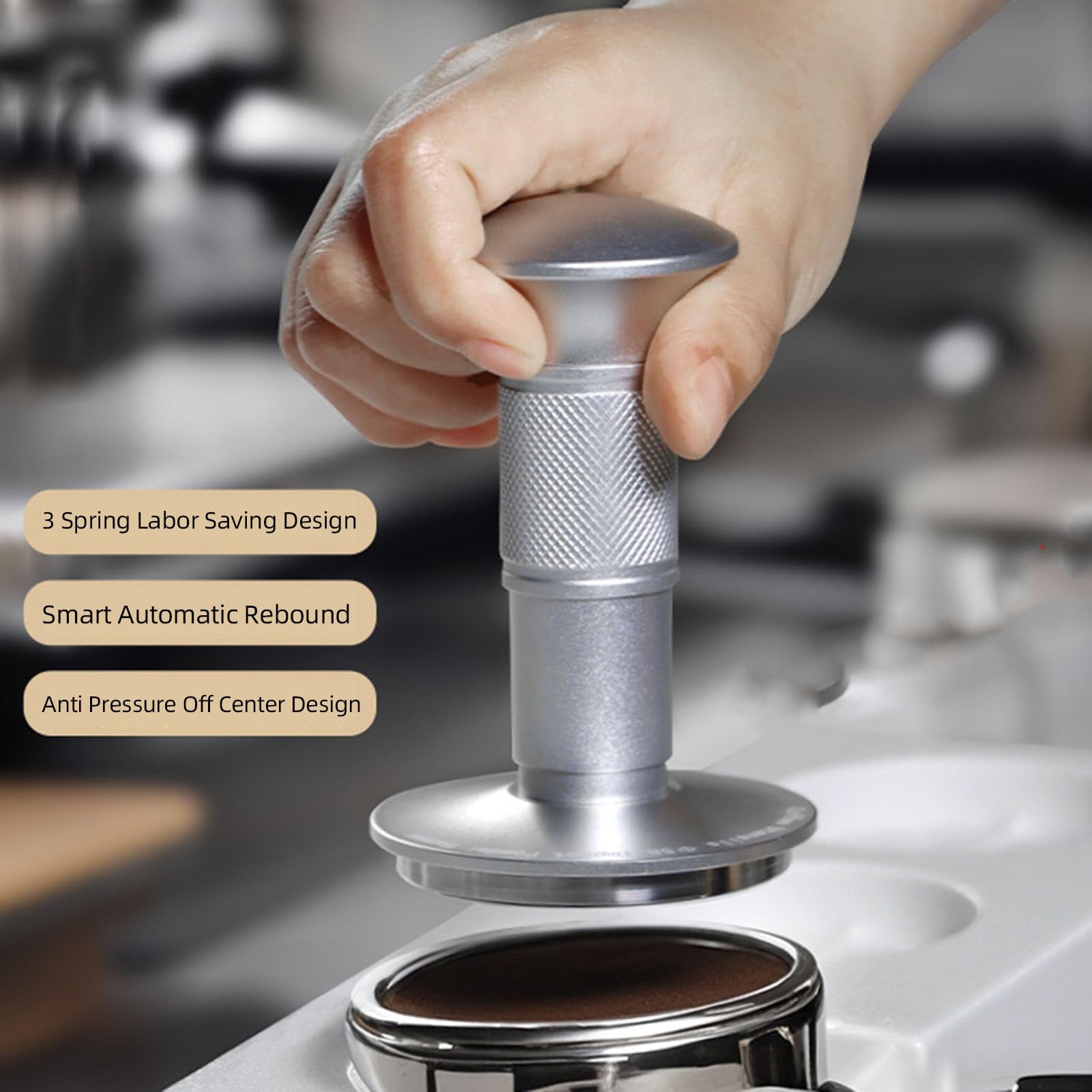 Tissting Tamper De Café Con Muelle - Acero Inoxidable, Presión Constante, Fácil Limpieza Para Cafeteros Exigentes En Casa Y Oficina (58mm)