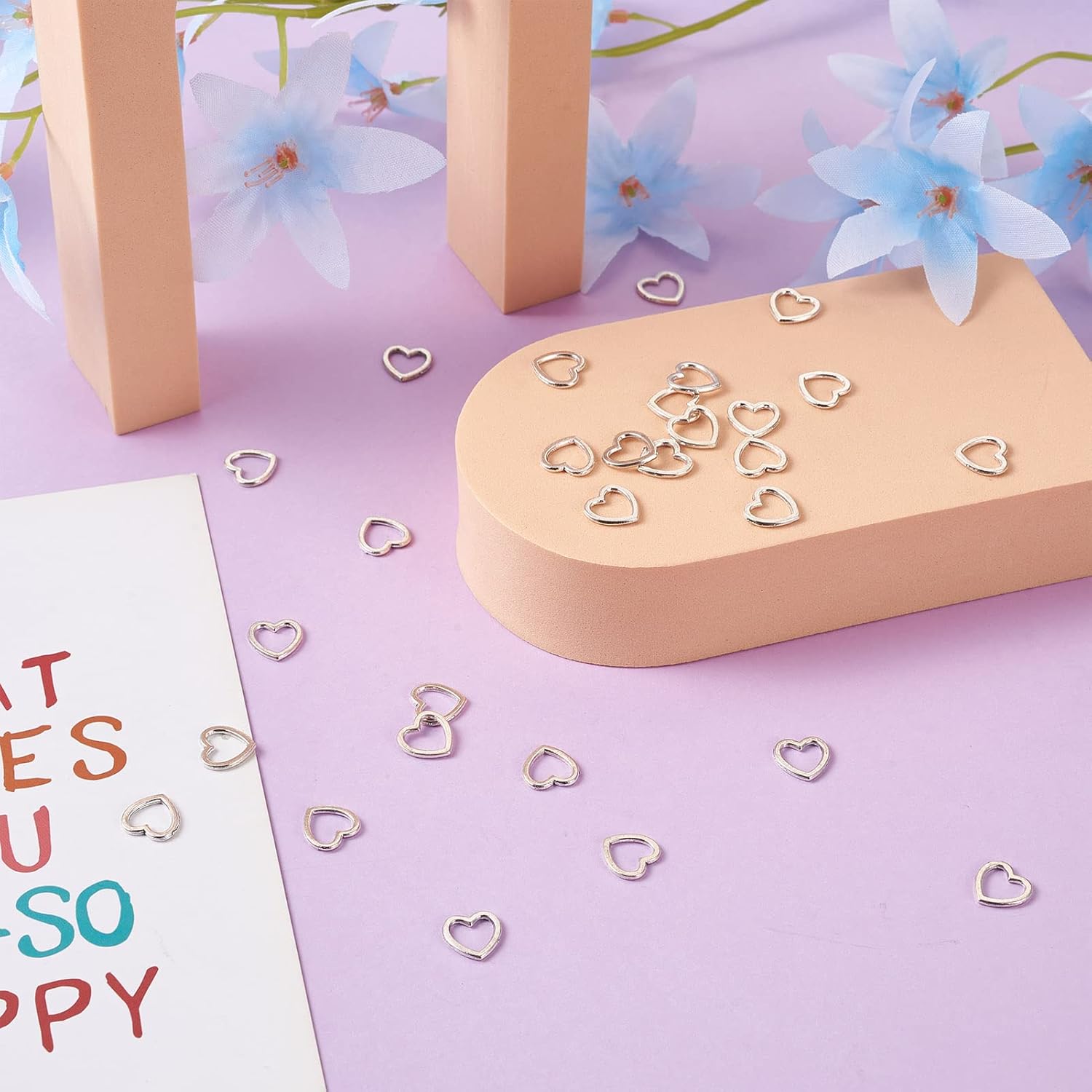 Craftdady 100Pcs Antique Silver Heart Linking Rings Tibetan Alloy Love Heart Hollow Frames Bezel Links Connector Charms for Jewelry Crafts Making 10x10mm - Image 4