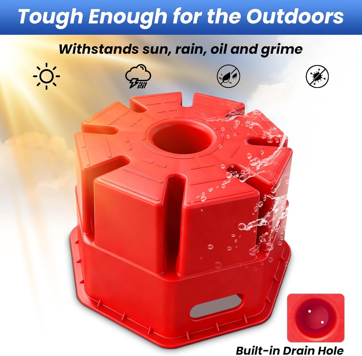 ROBLOCK 8"H Trailer Jack Block with Handle, Heavy Duty RV Stabilizer Blocks for Any Tongue Jack, Post, Foot, 5th Wheels, Round, Square or Scissor Stabilizer, RV Essentials for Travel Trailers, 1 Pack