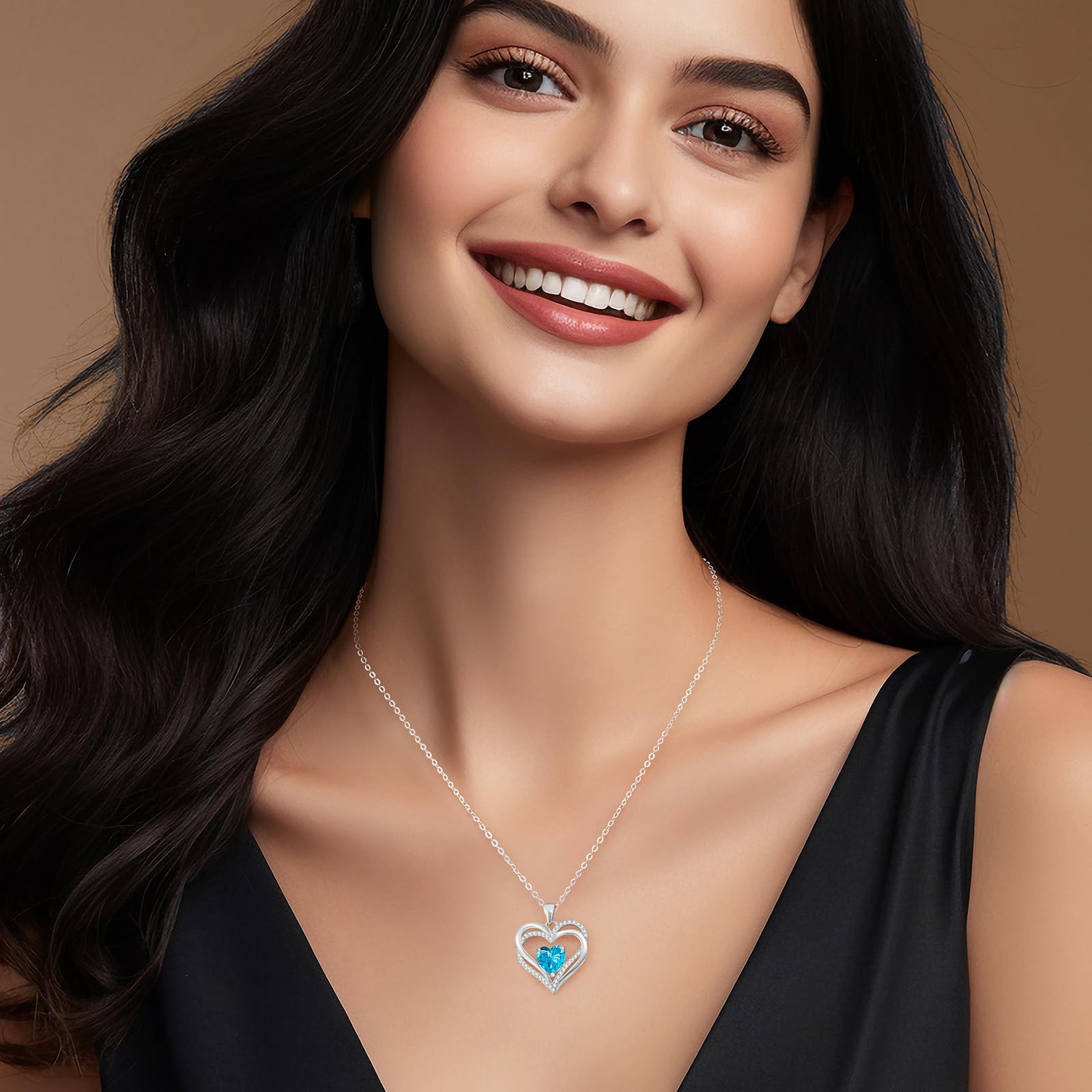 CDE Collana Donna Cuore Pietra di Nascita Argento Regalo per Lei | Gioielli Donna Idee Compleanno Natale Anniversario San Valentino Regali per Amore Moglie Amica Ragazza Fidanzata Mamma