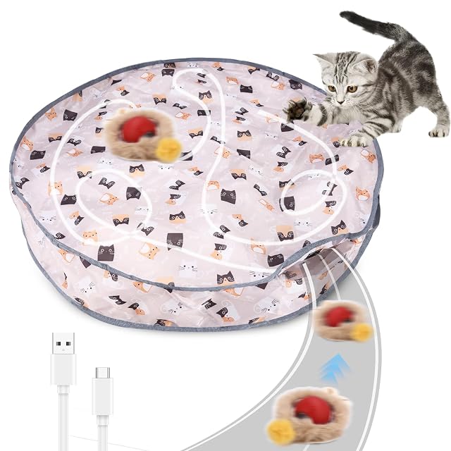 Hixava Bola de Juguete Interactivo para Gatos con Estera, Pelotas Gatos Interactivas Automático
