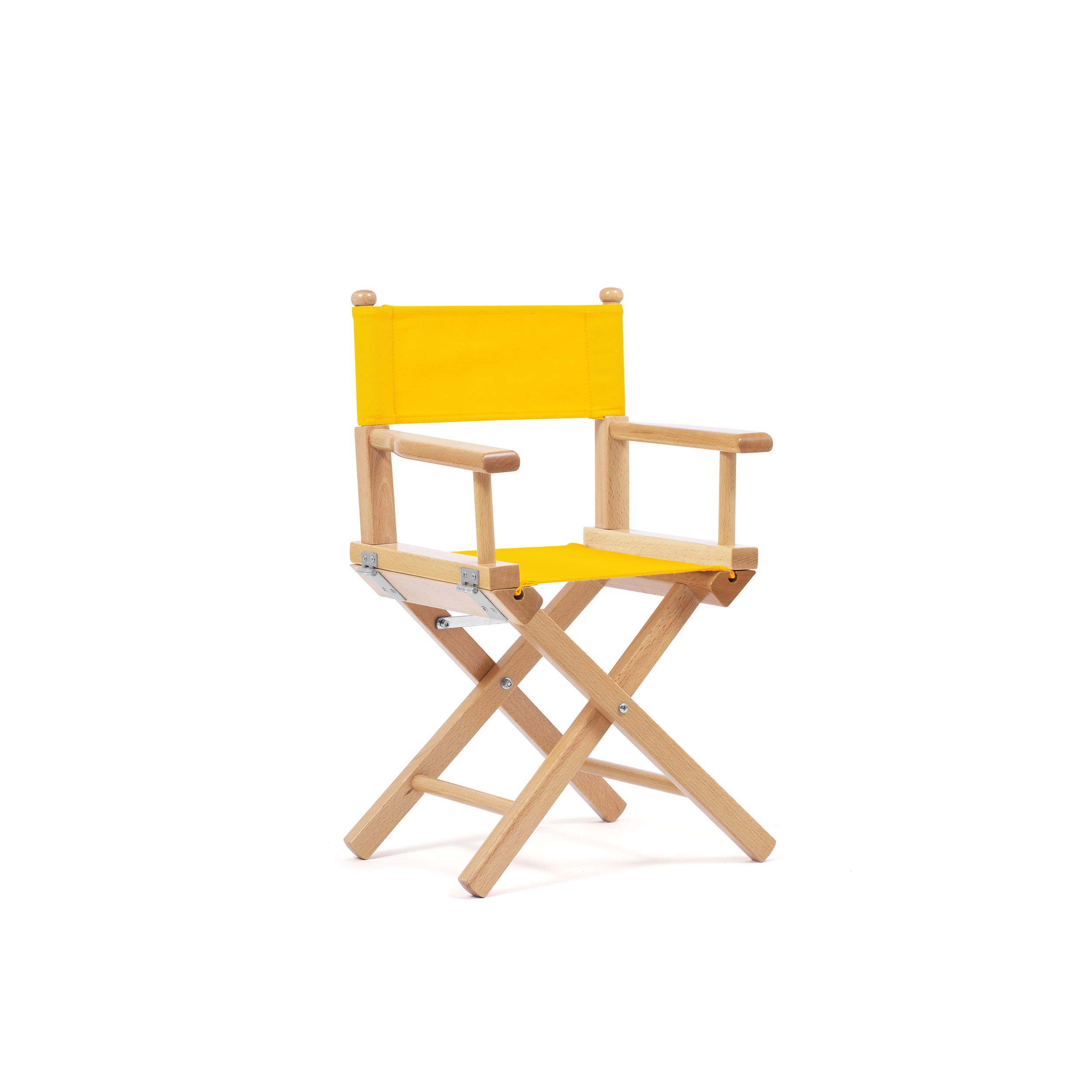 Telami - Sedia Regista Petit - Collezione Sole Mio - Pieghevole e Leggera - Giallo - Legno Tinto Naturale - Made in Italy - Mobili da Esterno - Alta qualità - Legno Massello di Faggio -56x36x28cm