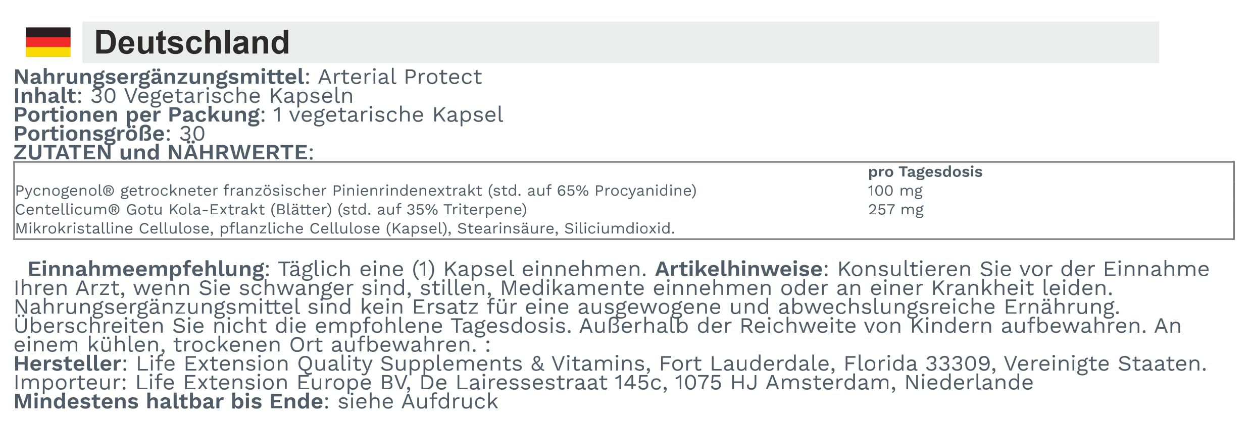 Life Extension - Arterial Protect | Unterstützung für gesunde Arterien und Herz-Kreislauf-Funktion - 30 Kapseln