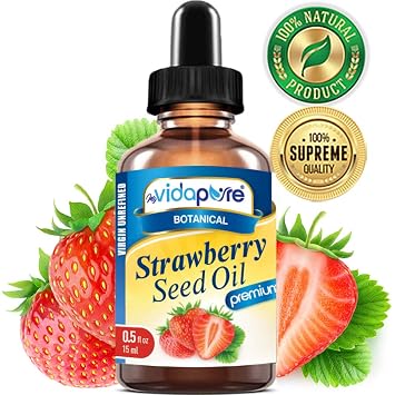 STRAWBERRY SEED OIL 100% Pure Unrefined Virgin Cold Pressed. Moisturizer for Face, Skin, Hair, Nails, Scars, Anti Aging Omega 6 Vitamin C (0.5 Fl Oz)