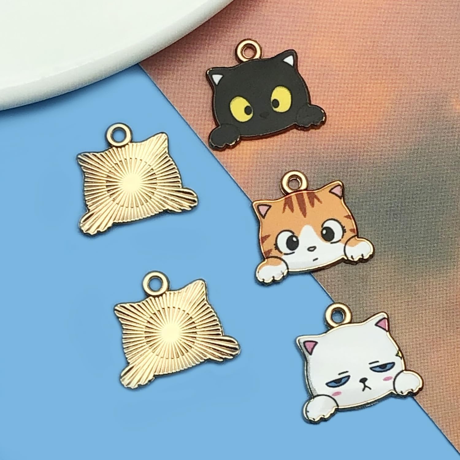 Youdiyla 30pcs Alloy Enamel Printed Flower Cat Series Pendant Jewelry Making DIY Keychain Earrings Pendant Various Design Charms for Jewelry Making Bracelets Necklace (SN935) - Image 2