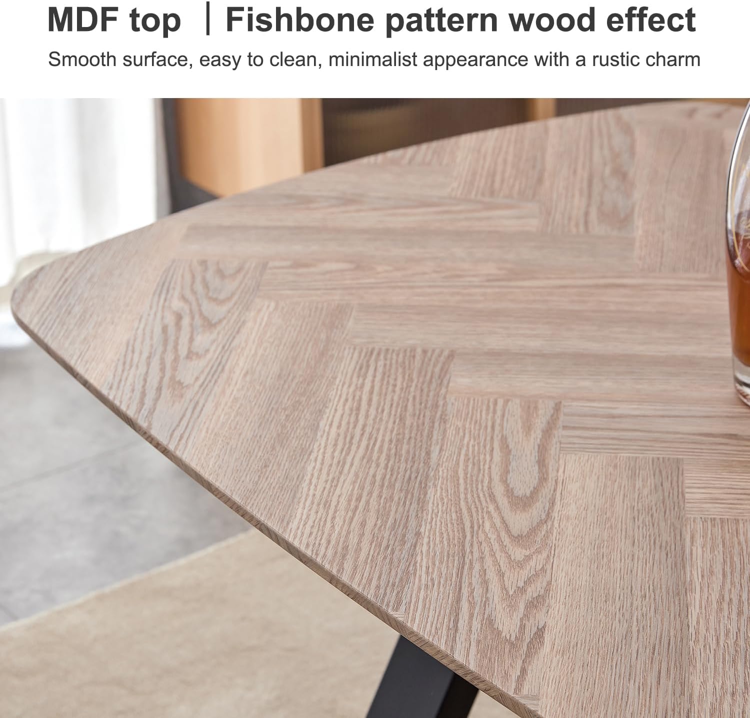 Modern Wood Dining Table Set for 6, 71'' Oval MDF Top Kitchen Dinette Table with 6 Upholstered Dining Chairs for Home Dinning Room Kitchen Office (Black-1)