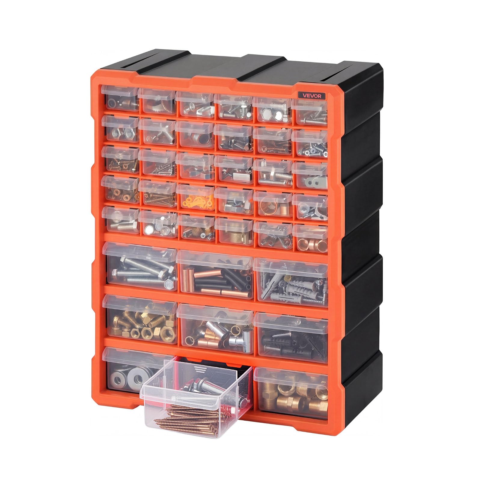 VEVOR Organizer per Minuteria a 39 Cassetti, Cassettiera Porta Minuteria Impilabile, Contenitore da Parete per Viti, Bulloni, Ferramenta e Componenti, in Plastica, Ideale per Garage, Casa e Officina