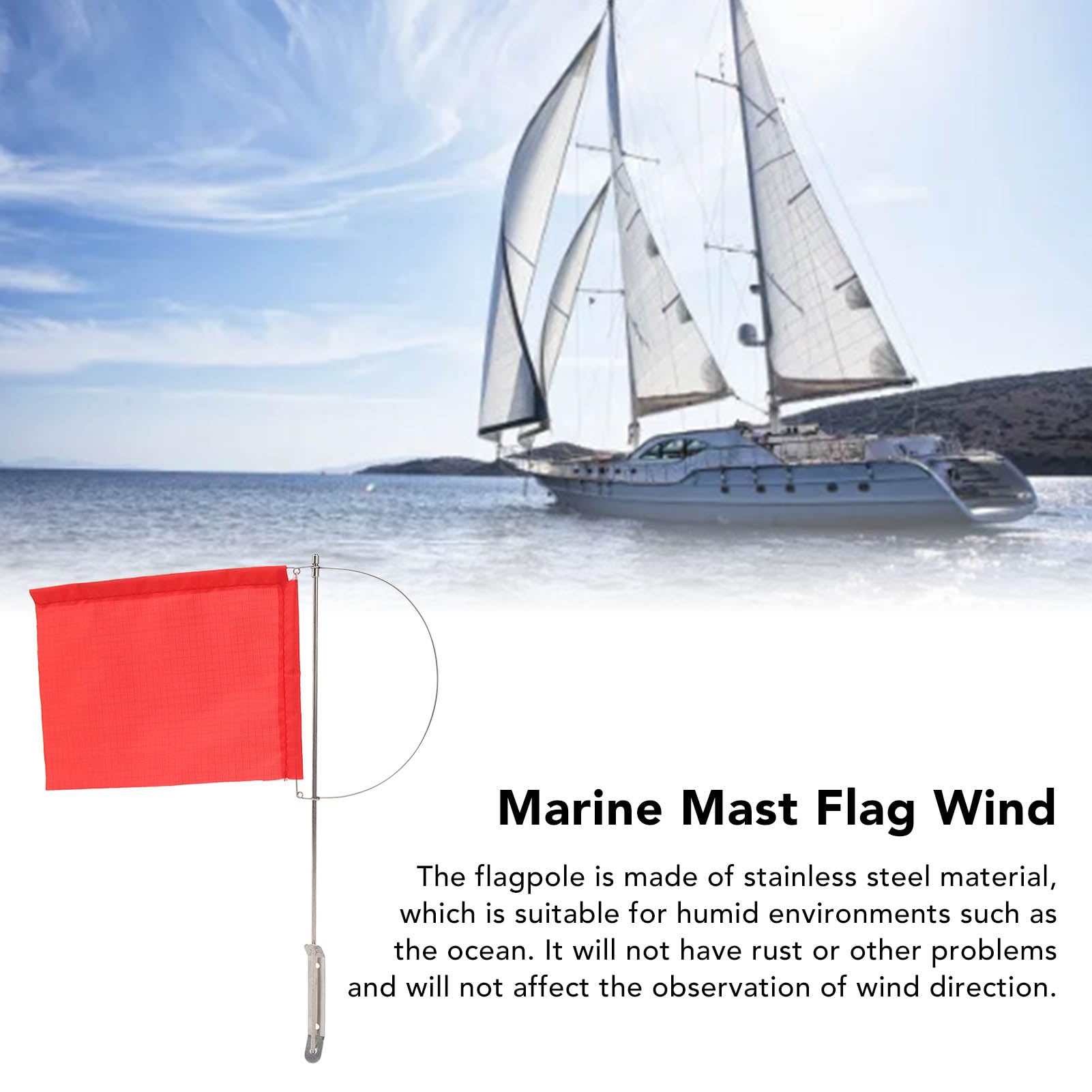 MUNEFE Wind Indicator Flag, Marine Mast Flag, Boat Safety Flag for Sailboat Yacht Understand Wind Direction(185 * 135Mm)