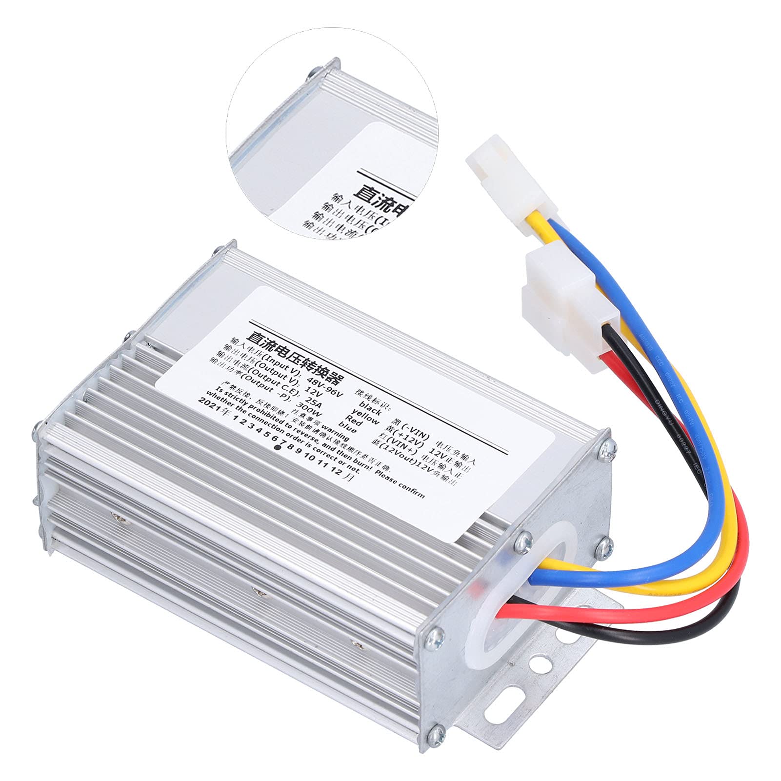 Convertitore di Tensione CC 48 V-96 V A 12 V, Trasformatore Modulo Impermeabile, per Conversione di Tensione CC 48 V-96 V A 12 V, 300 W 25 A