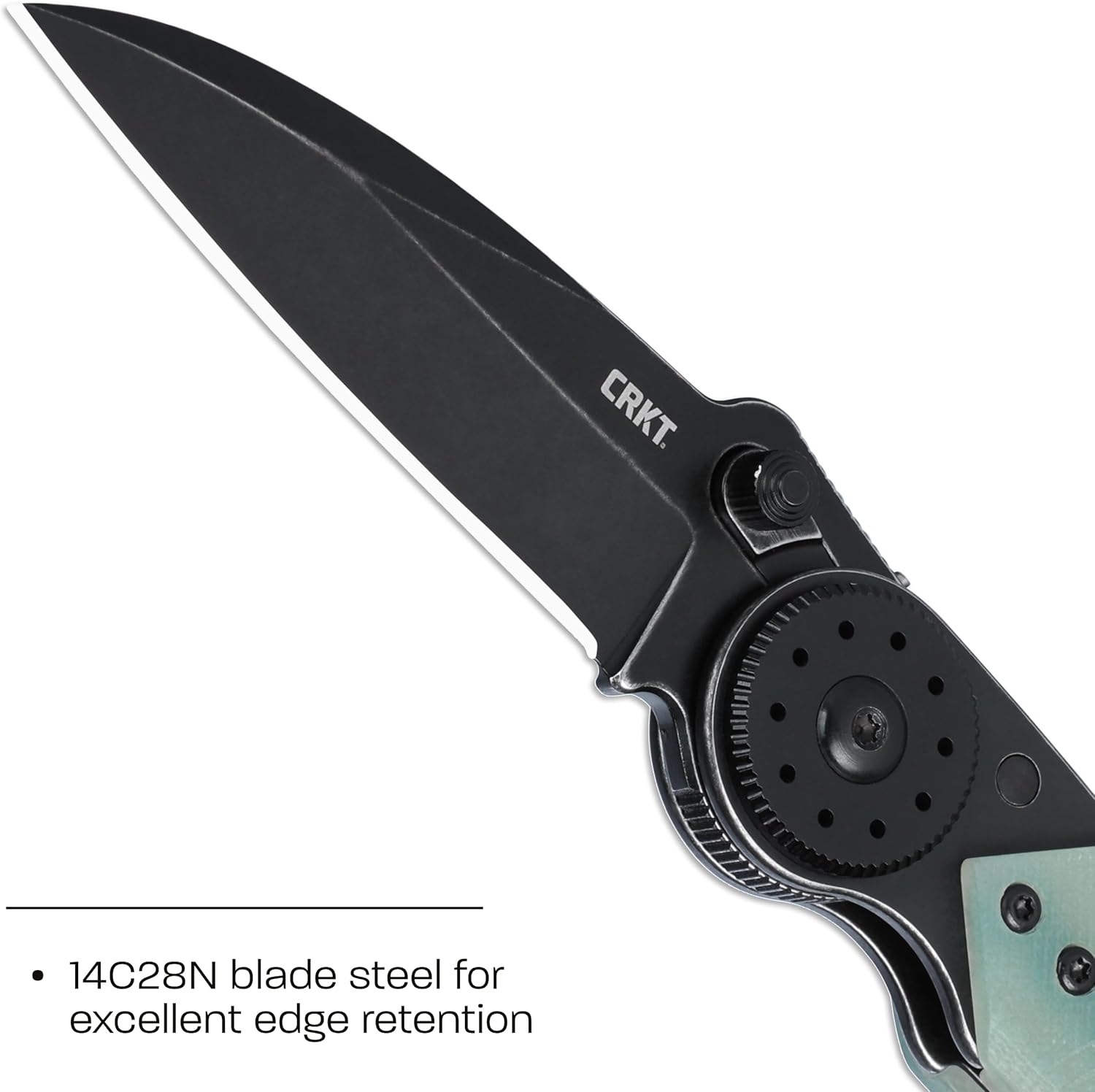 CRKT Walker EDC Folding Knife with Blade Lock: 14C28N Steel Plain Single Edge Blade, Stainless Steel Handle with Natural G10 Overlay, Pocket Clip, 4200JK