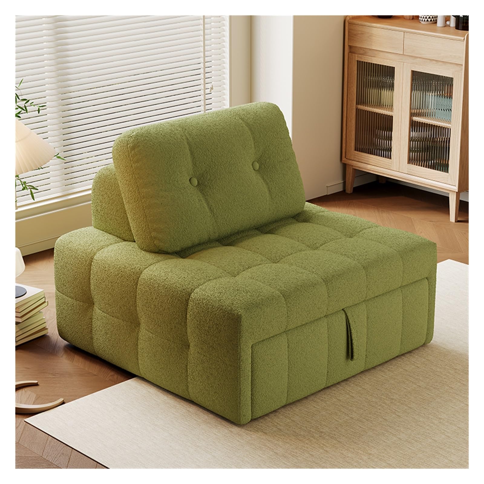 Divano letto pieghevole Divano letto pieghevole convertibile - Poltrona con cuscino, poltrona for soggiorno/dormitorio/uso ospite/ufficio domestico/appartamento, misura unica(Green,80cm)