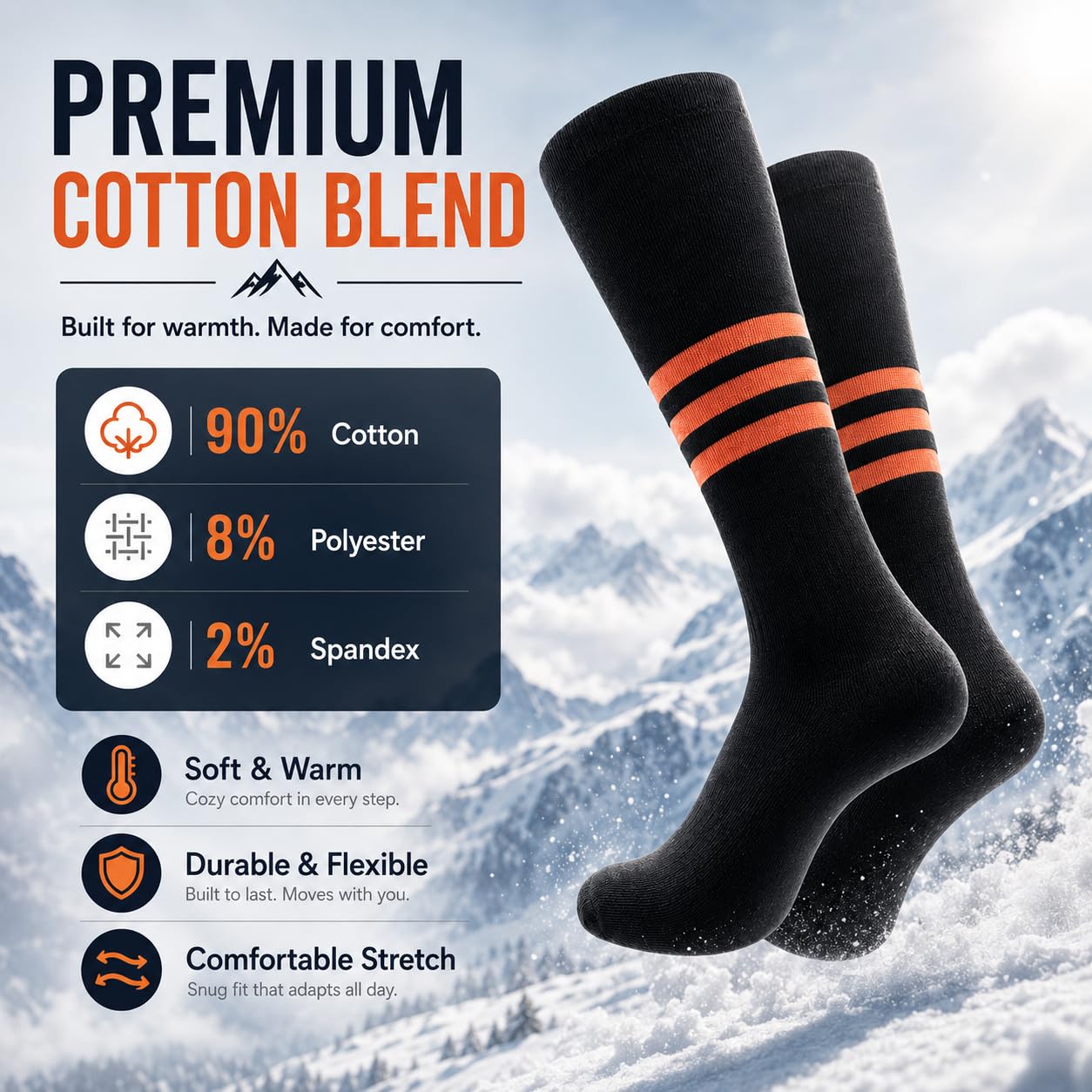 Calcetines de esquí térmicos hasta la rodilla, calcetines cálidos para snowboard, senderismo, caza y clima frío, para mujer y hombre