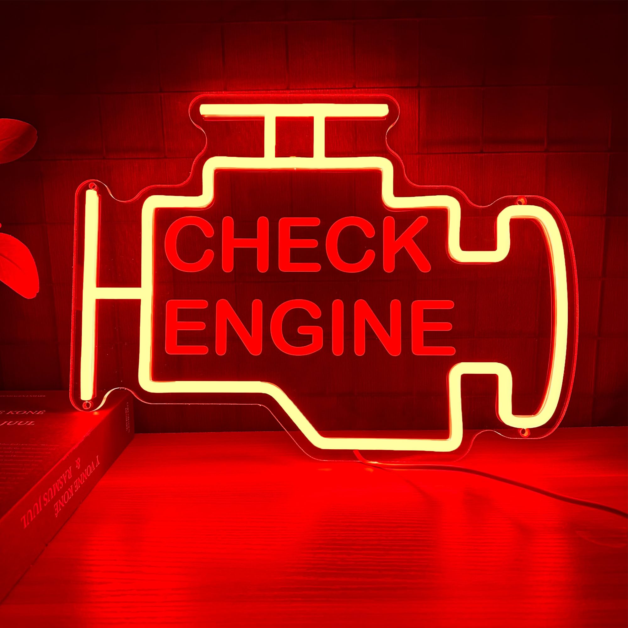 Check Engine Neon Sign, 15 * 11in Garage Led Neon Light