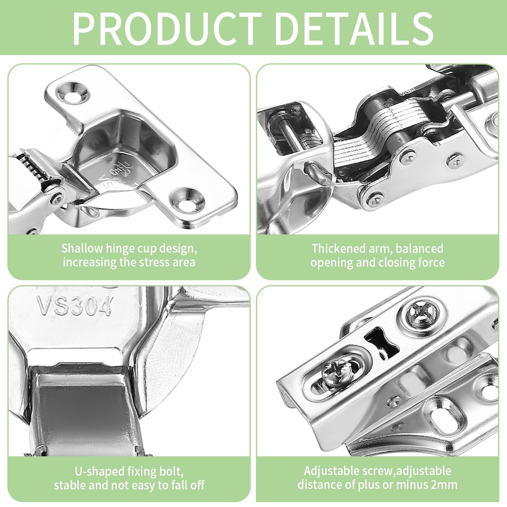 Furniware Lot De 2 Charnières Coulissantes Pour Porte De Placard De Cuisine - 35 Mm - Fermeture Automatique à 110 Degrés - Charnière Standard - Plaqué