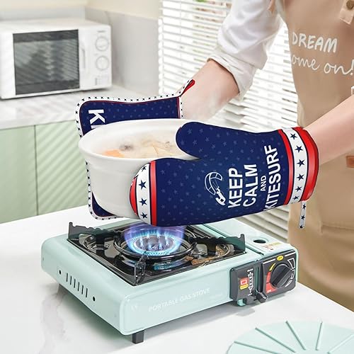 Miniatura 9 de Keep-Calm-and-Kitesurf Gifts for Women Men Oven Mitts and PotHolders Sets 2 Pcs Kitchen Oven Glove Heat Resistant Pot Holders for Kitchen - Non-Slip