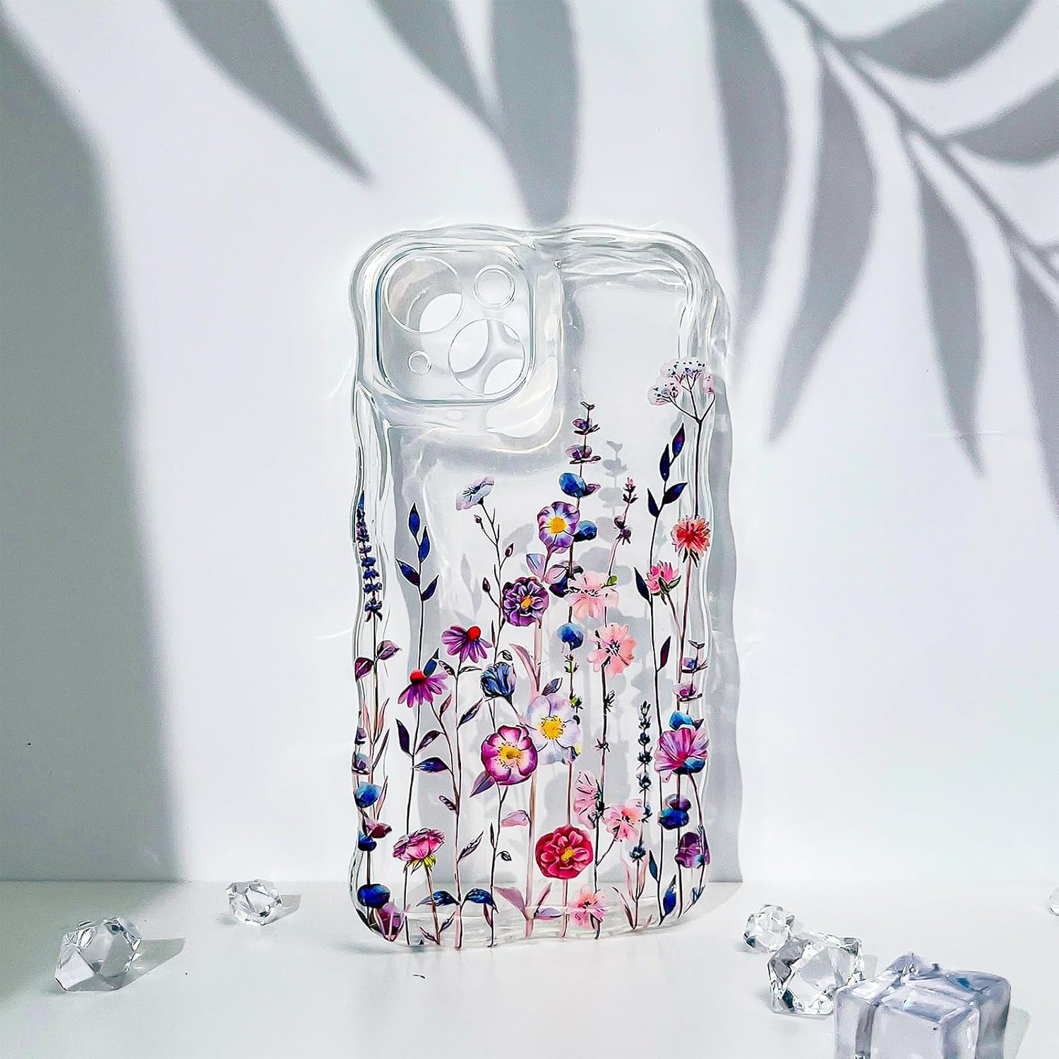 Micoden for iPhone 14 Case, Cute Floral Girls Women Soft Case Silicone Shockproof Curly Wave Wavy Edge Camera Protection Cover Clear Thin[Non Yellowing] Flower Phone Case for iPhone 14, Multicolor - Image 5