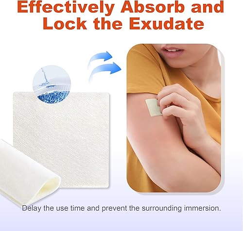 Miniatura 4 de Apósito para heridas de alginato de calcio, parches de 4 x 4 pulgadas, almohadillas estériles individuales, gasa suave y altamente absorbente,
