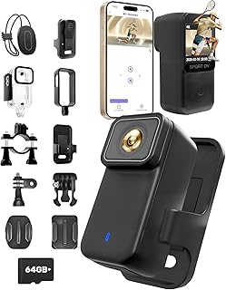 Action Camera 4K WiFi mit 64GB TF-Karte, POV Kamera mit Magnetischem Rückdeckel, Bodycam Körperkamera Mini mit 30M Wasserdichtem Gehäuse, Helmkamera für Motorrad, Outdoor und Vlog