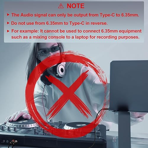 Miniatura 3 de J&D USB C a Dual 0.250 in 14 pulgadas TS Audio estéreo Y Cable divisor para iPhone 1515 Plus15 Pro15 Pro Max, amplificador de altavoz y mezclador,