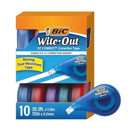 BIC Wotap10 - Cinta correctora, 15 pulgadas x 39.4 pies, línea única, 10Bx, color blanco