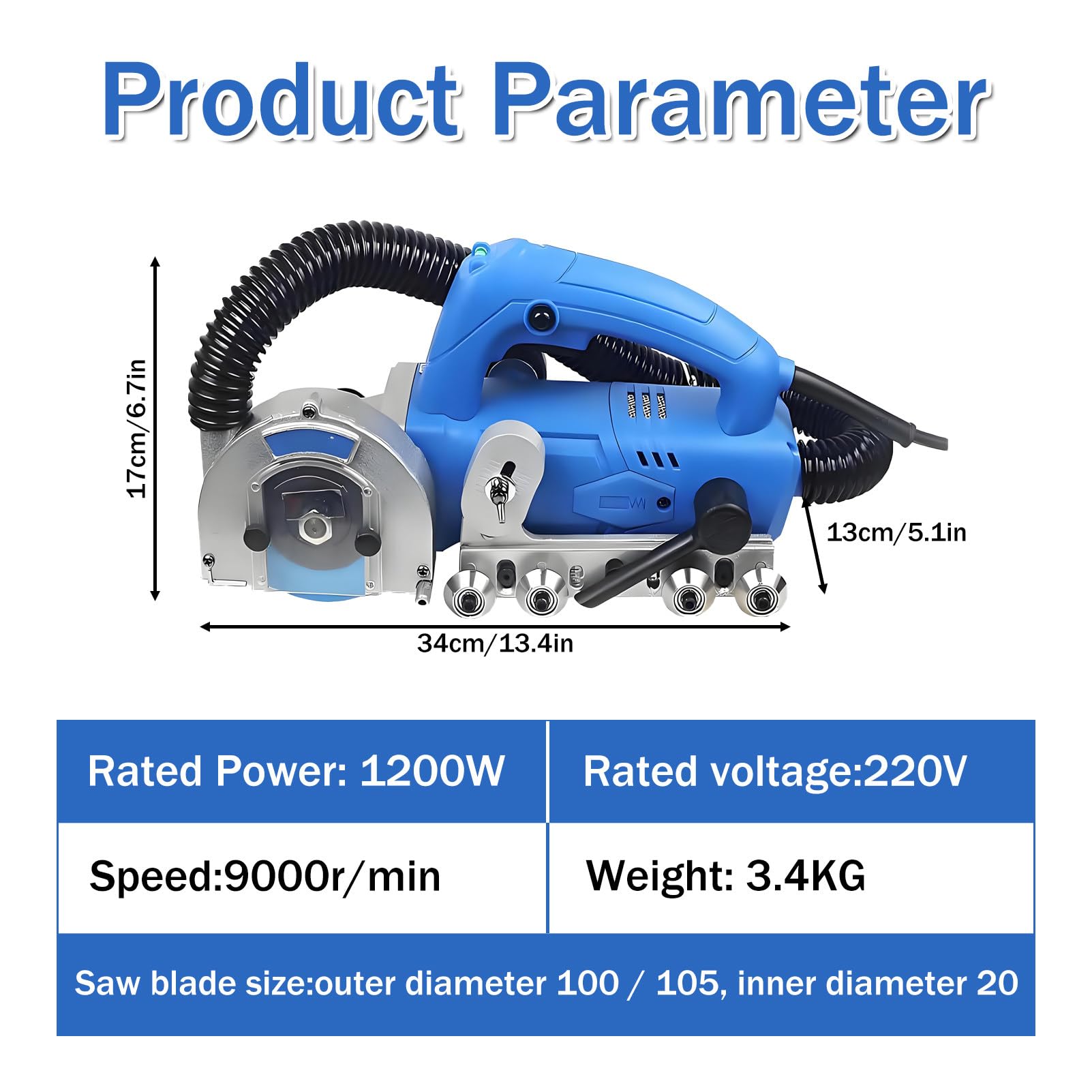 Herramienta eléctrica para Quitar lechada, 1200 W, 9000 RPM, Ideal para Limpiar Juntas de Azulejos de Ducha, Huecos en el Suelo y Quitar Masilla Vieja. Sawblade*1
