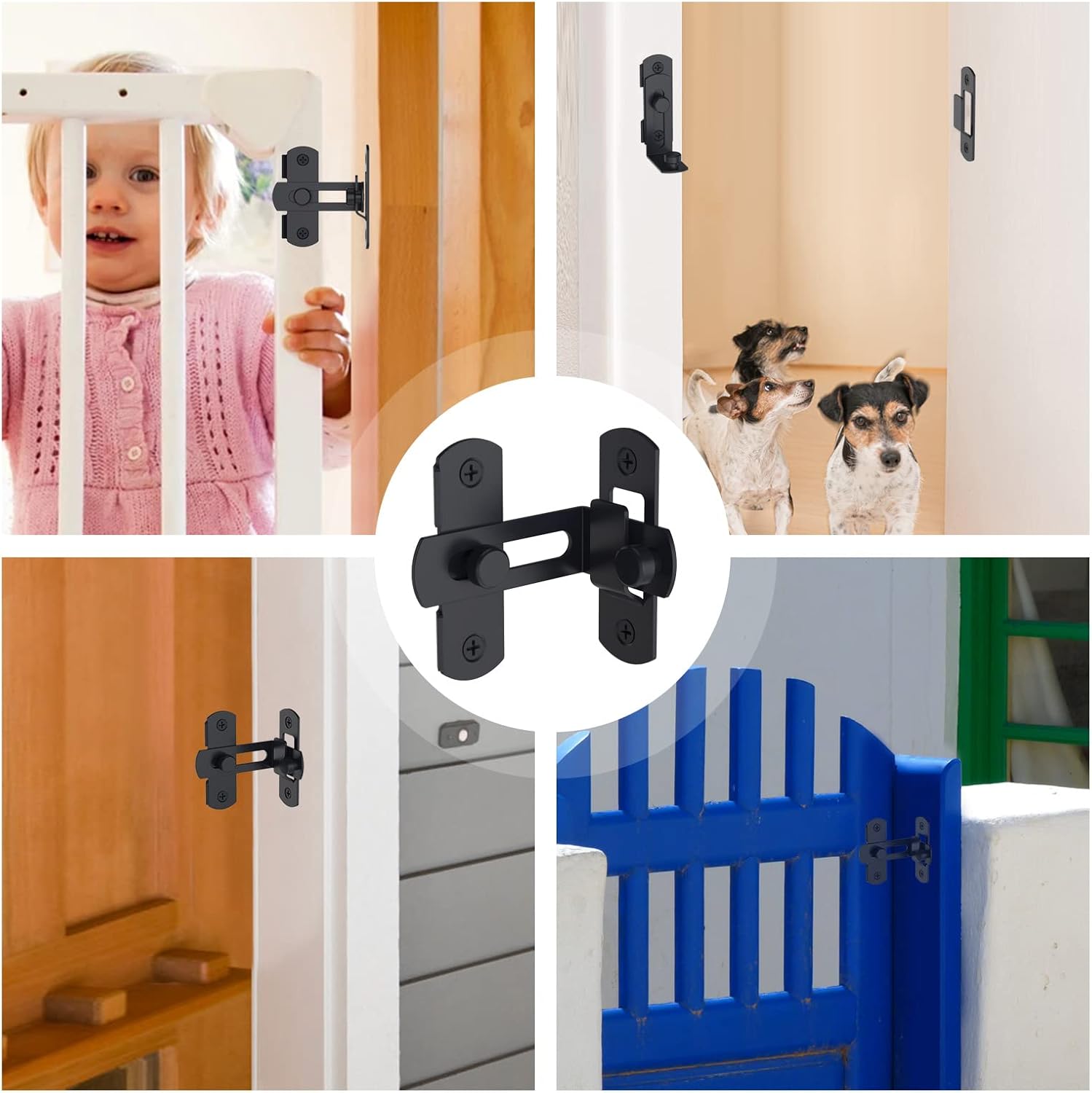 Mbotnee Barn Door Lock, 90 Degree Bifold Flip Door Latch, Stainless Steel Angle Latch Lock for Barn, Bathroom, Outdoor, Garage