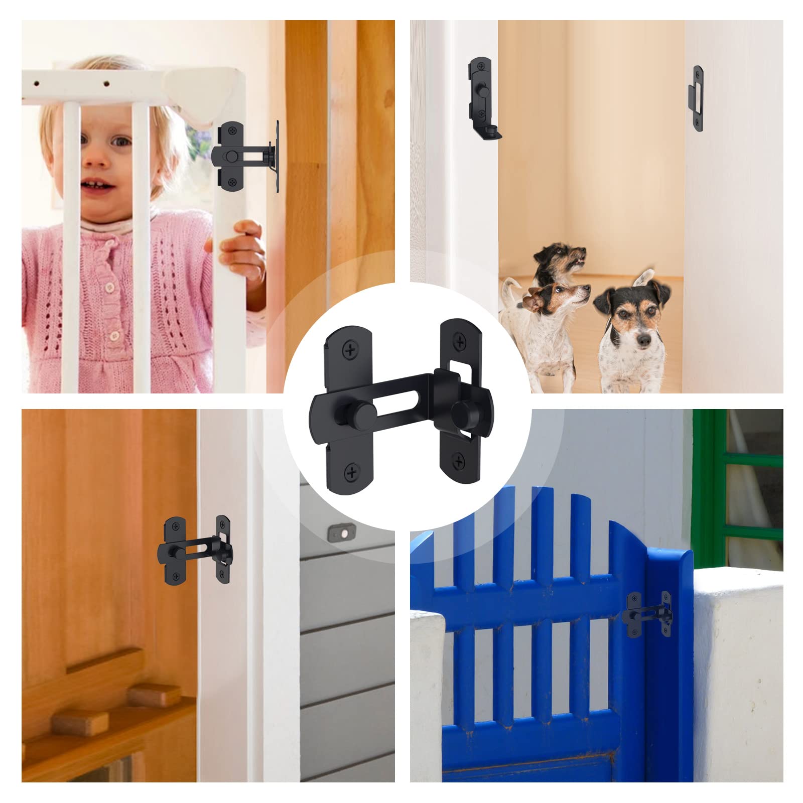 BiceNoning Loquet de porte de grange, loquet de porte rabattable à 90 degrés, en acier inoxydable, pour grange, salle de bain, extérieur, garage