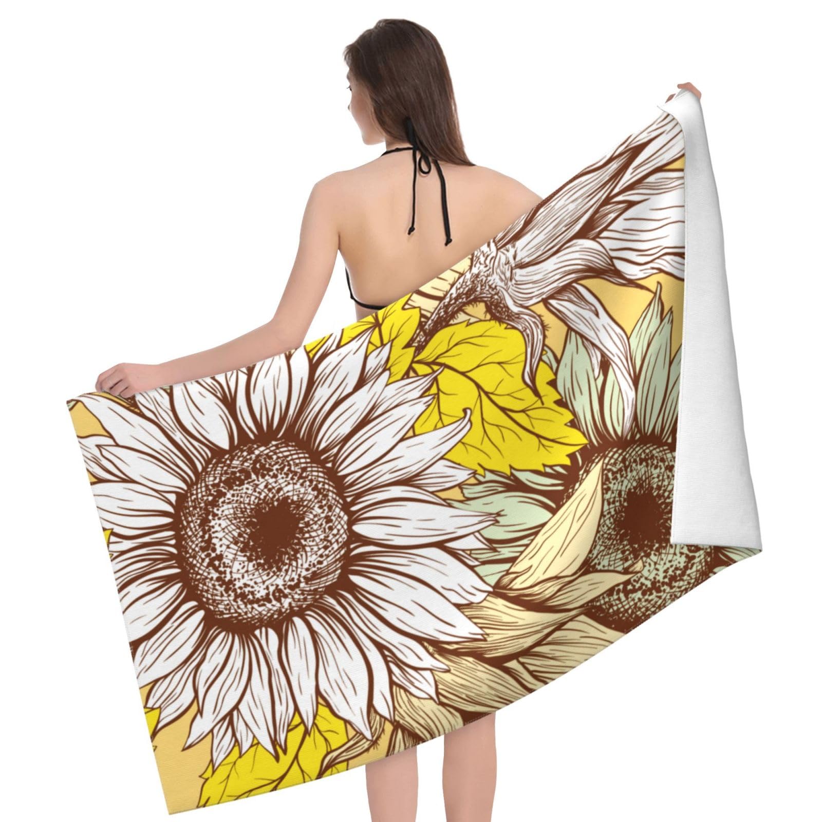 Sunflowers Bees Gnomes Beach Towel - 30"x60", Super Absorbent & Quick Dry, Lightweight For Yoga Travel - View #9