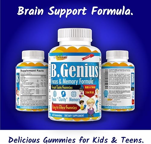 Miniatura 7 de B.Genius Suplemento de refuerzo cerebral y vitaminas de memoria para niños y adolescentes  Enfoque cerebral súper fuerte, memoria, aprendizaje,