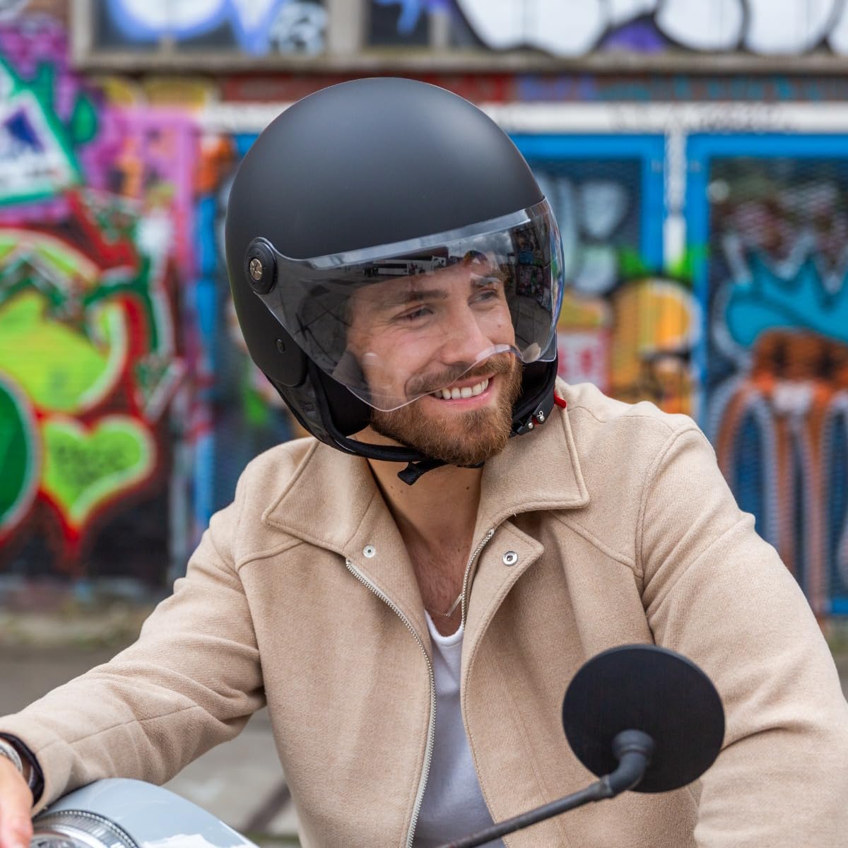 VINZ Duoro Roller Helm Jet Helm Mopedhelm Herren Damen XS-XXL Jethelm Visier ECE 22.06 Zertifiziert Motorradhelm
