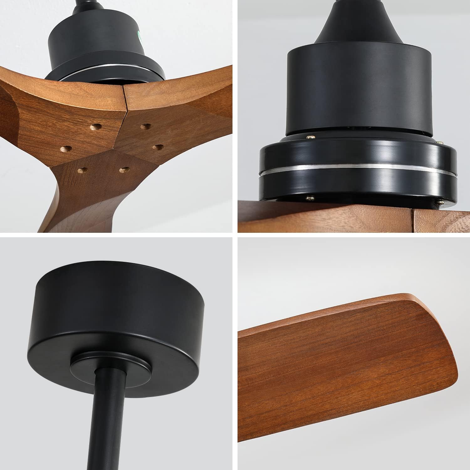 52inch Outdoor Farmhouse Ceiling Fan with Remote Control Solid Wood Fan Blade Reversible Motor, Weather-Resistant, Outdoor Durability