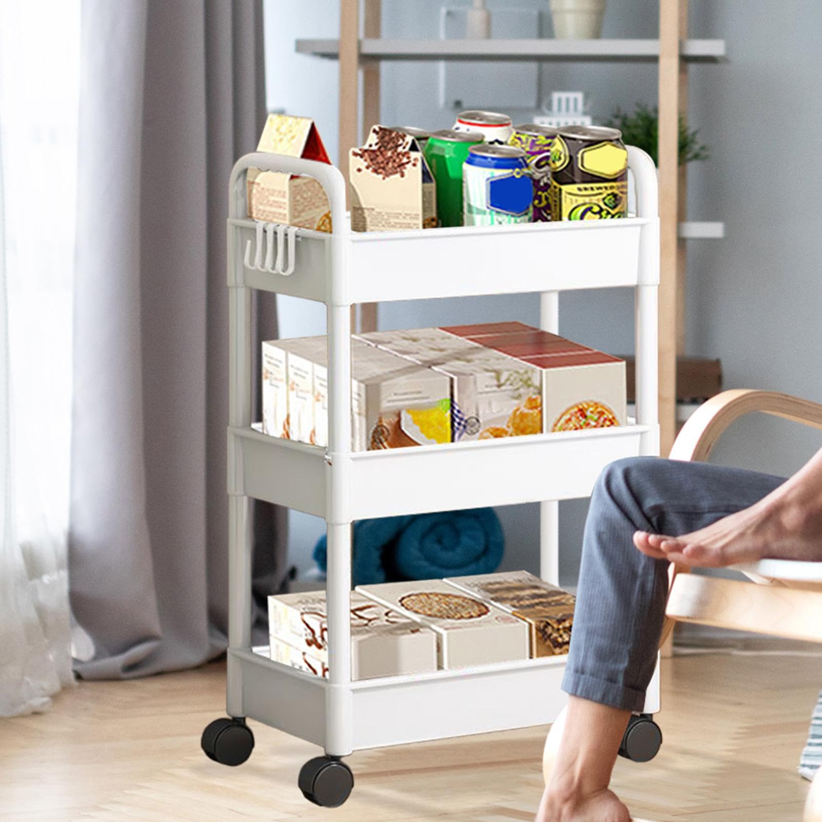 Carrello Multiuso Con Ruote 3 Livelli - Libreria Mobile, Organizer Per Casa/Ufficio, 37x25x71.5cm - Foto 3