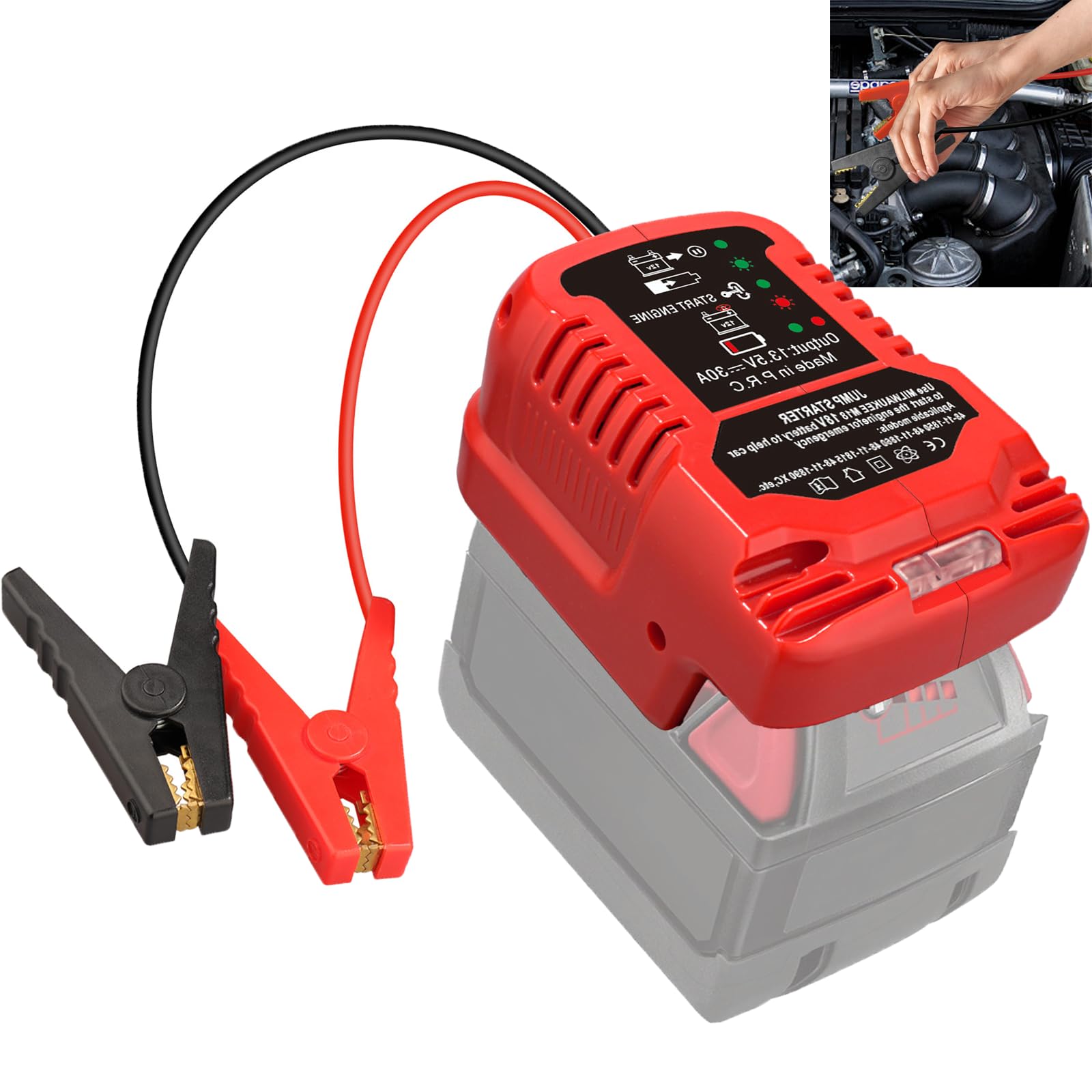 Auto Starthilfe Notfall Starter Adapter für Milwaukee 18V M18 Lithium-Ionen Akku betriebenes Auto Starthilfegerät (Akku Nicht im Lieferumfang enthalten)