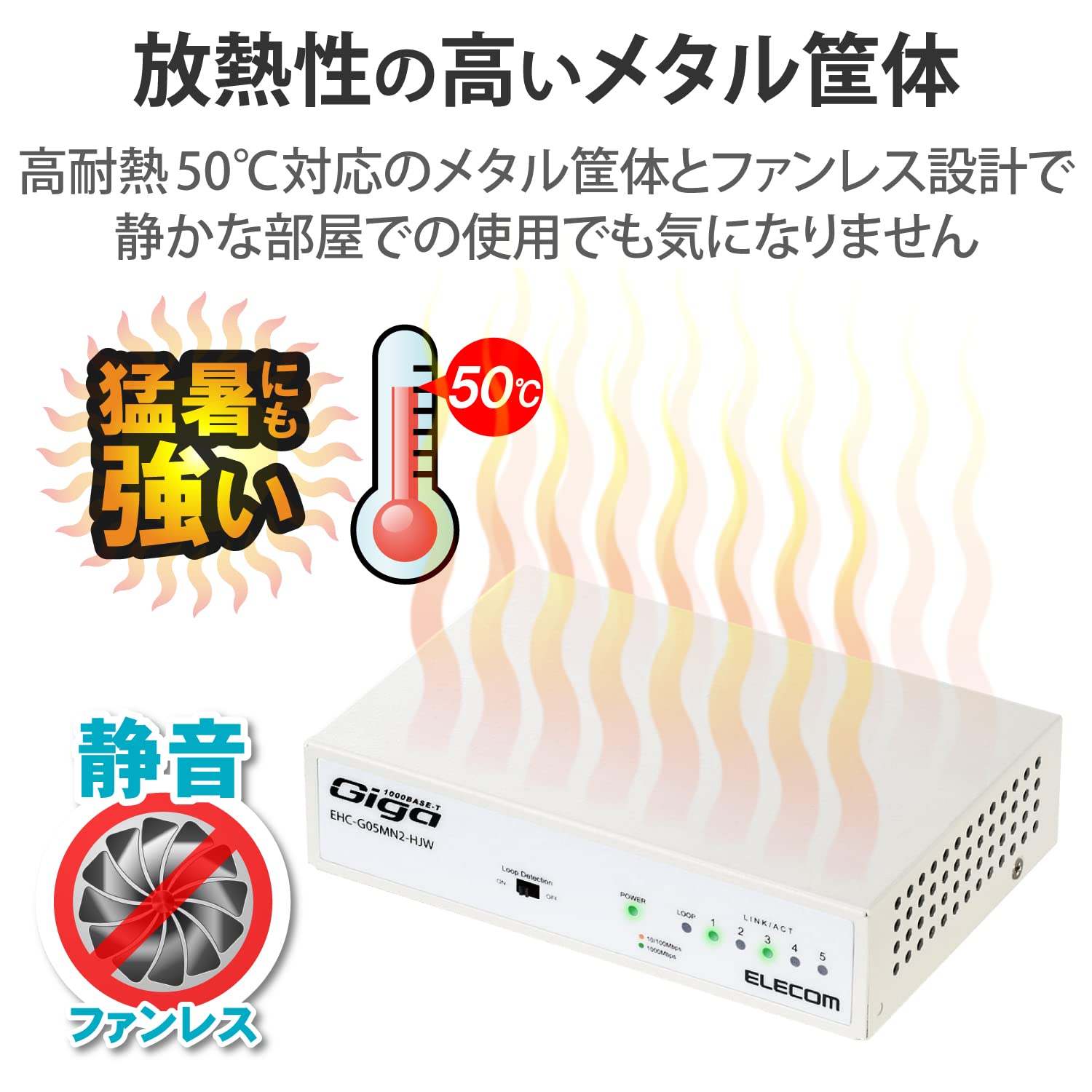 Amazon.co.jp: EHC-G05MN2-HJW LAN Cable Cat7 5m & Elecom Switching