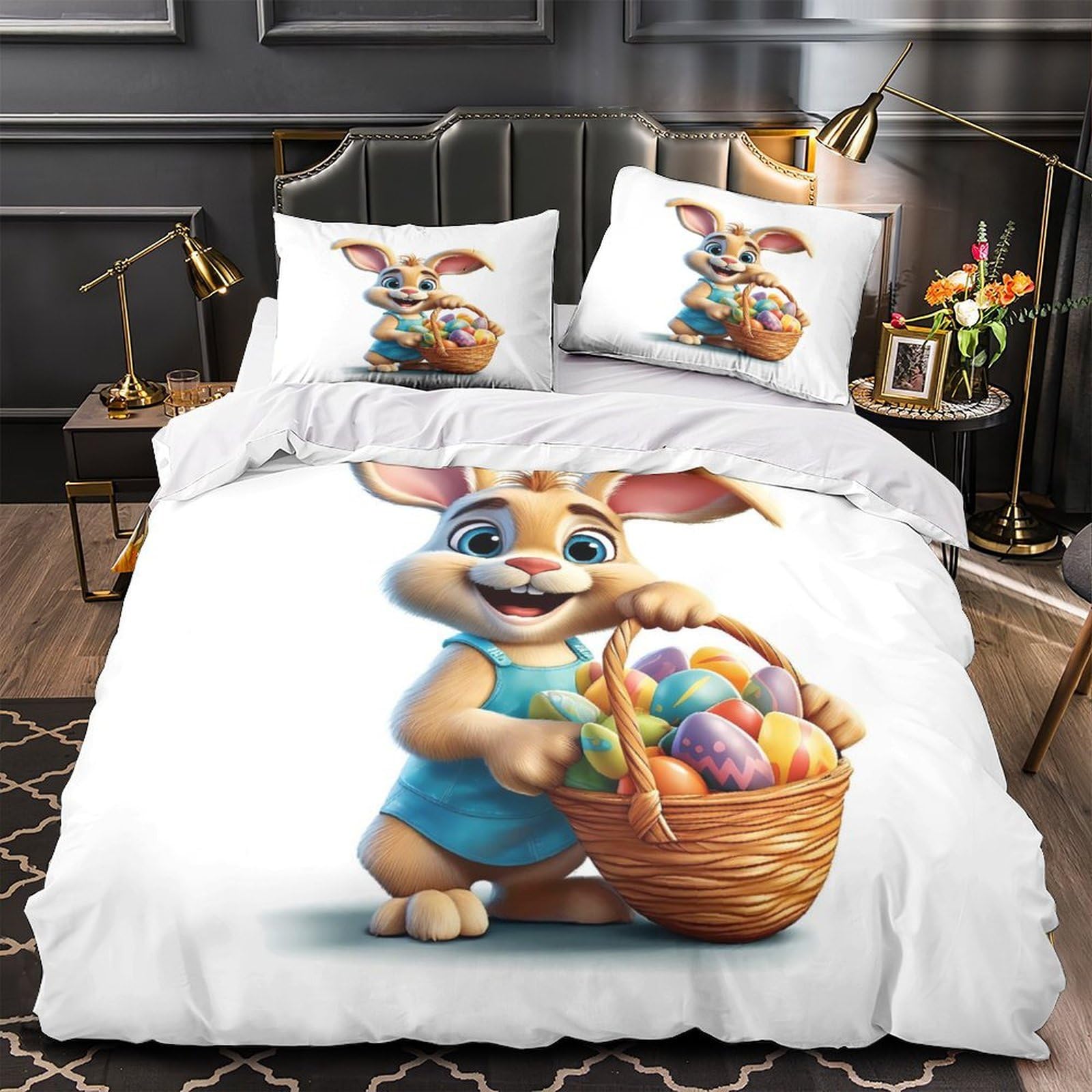 Parure de lit lapin de Pâques housse de couette douce idée cadeau enfant