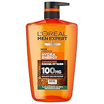L’Oréal Men Expert XXXL, gel doccia e shampoo da uomo,bagno doccia per la pulizia del corpo,dei capelli e del viso,cura del corpo da uomo,per una freschezza duratura con taurina, Hydra Energy, 1 x