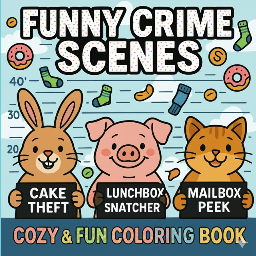 Funny Crime Scenes: Cozy & Fun Coloring book for Adults and Teens (Silly Funny Coloring)