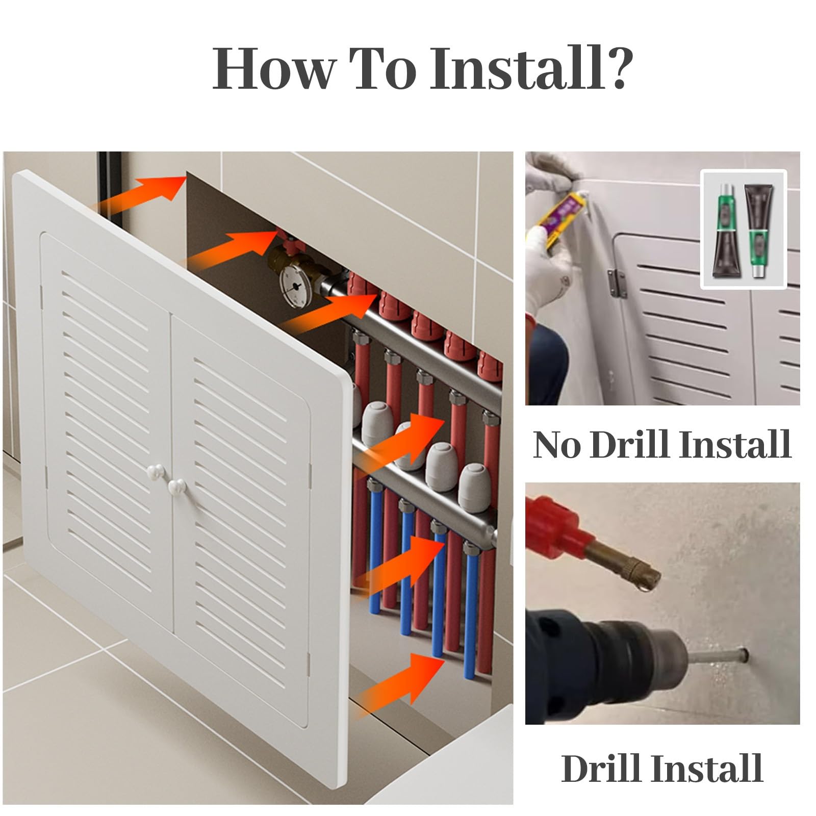 Puerta de Acceso para fontanería empotrada - Panel de Acceso de Pared Universal con manija, fácil instalación para áticos, Cables eléctricos y Cubierta de cableado, 60x65cm (24x26in)